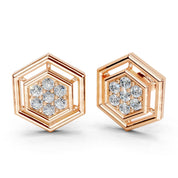 Hexagonal Style round cut 0.42 Cttw Lab Grown Diamond Studs