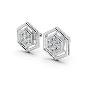 Hexagonal Style round cut 0.42 Cttw Lab Grown Diamond Studs