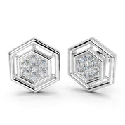 Hexagonal Style round cut 0.42 Cttw Lab Grown Diamond Studs