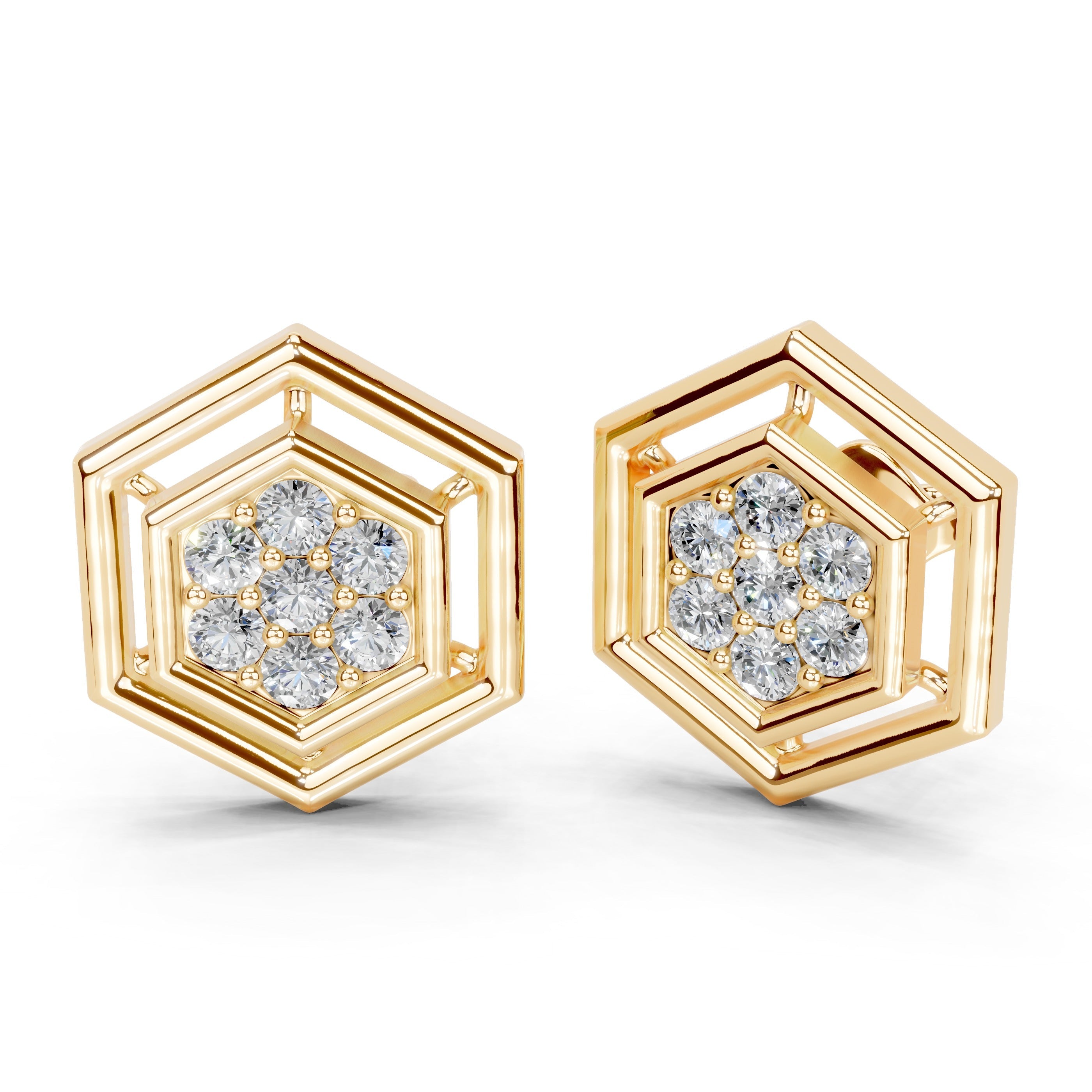 Hexagonal Style round cut 0.42 Cttw Lab Grown Diamond Studs