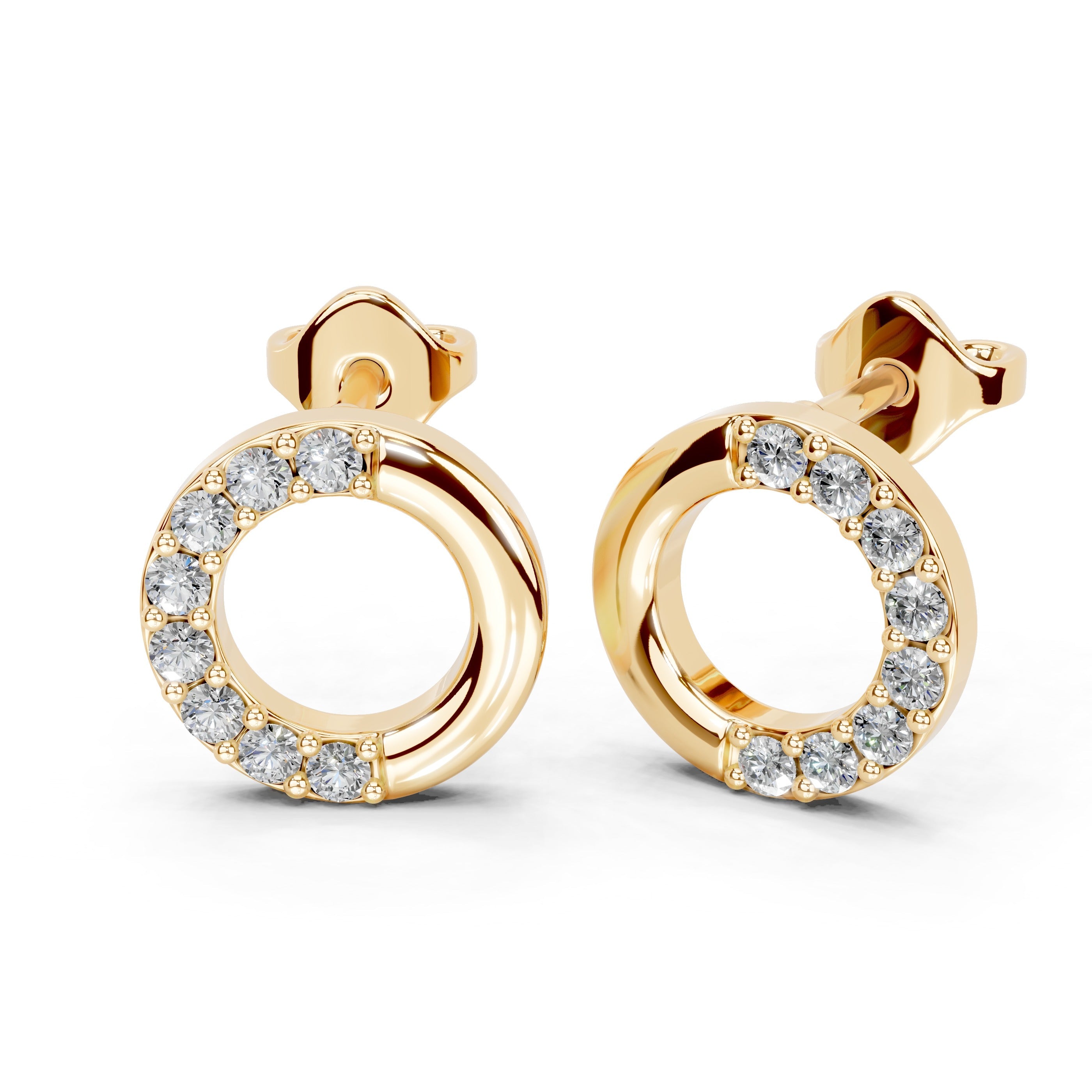 Open Circle pave Round Cut 0.29 Cttw Lab Grown Diamond Earrings