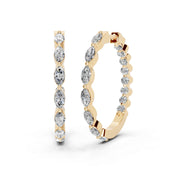 Hoop With Marquise and Round Diamonds 1.28 Cttw Lab Grown Diamond Studs