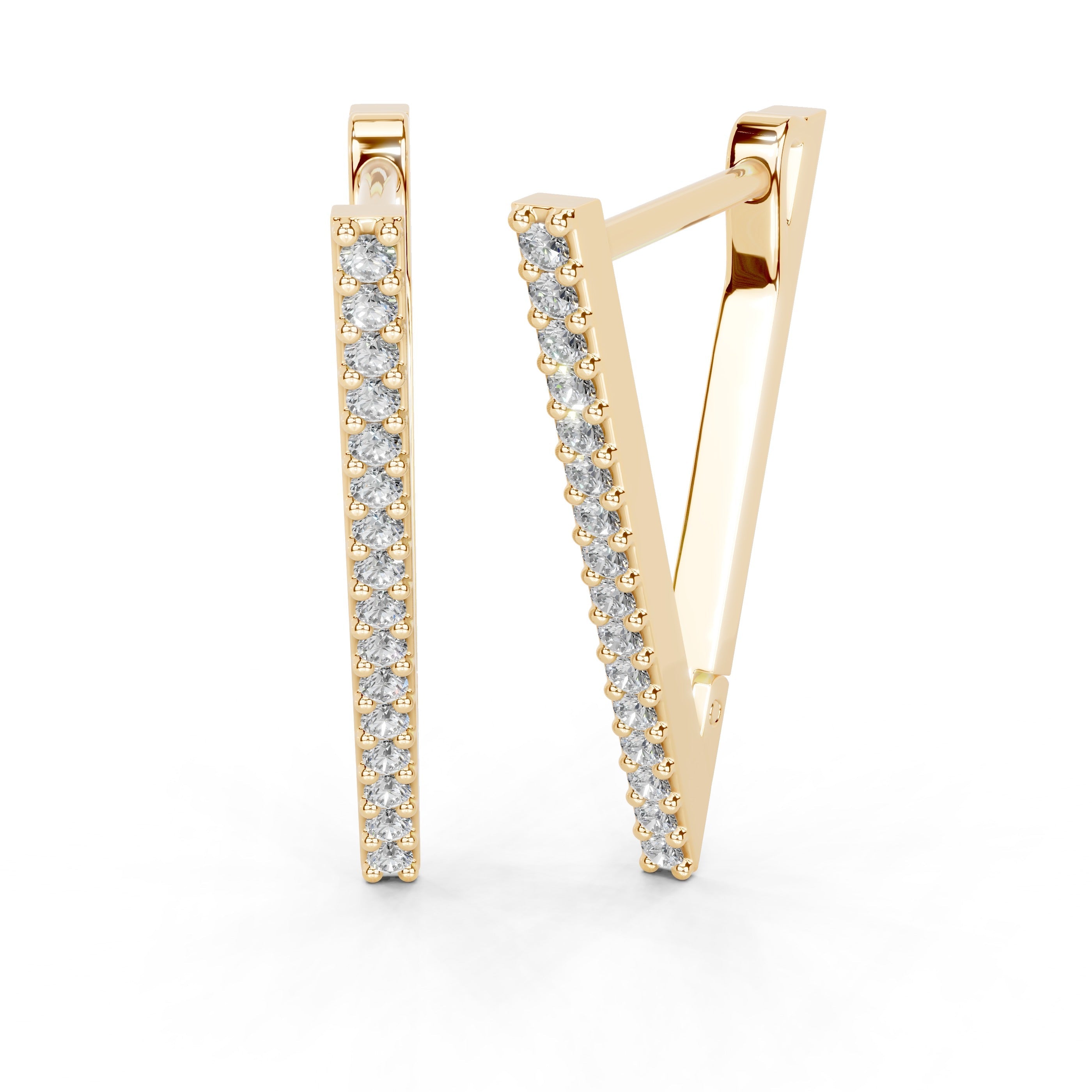 V style Hoop 1.12 cttw Lab Grown Diamond Earrings