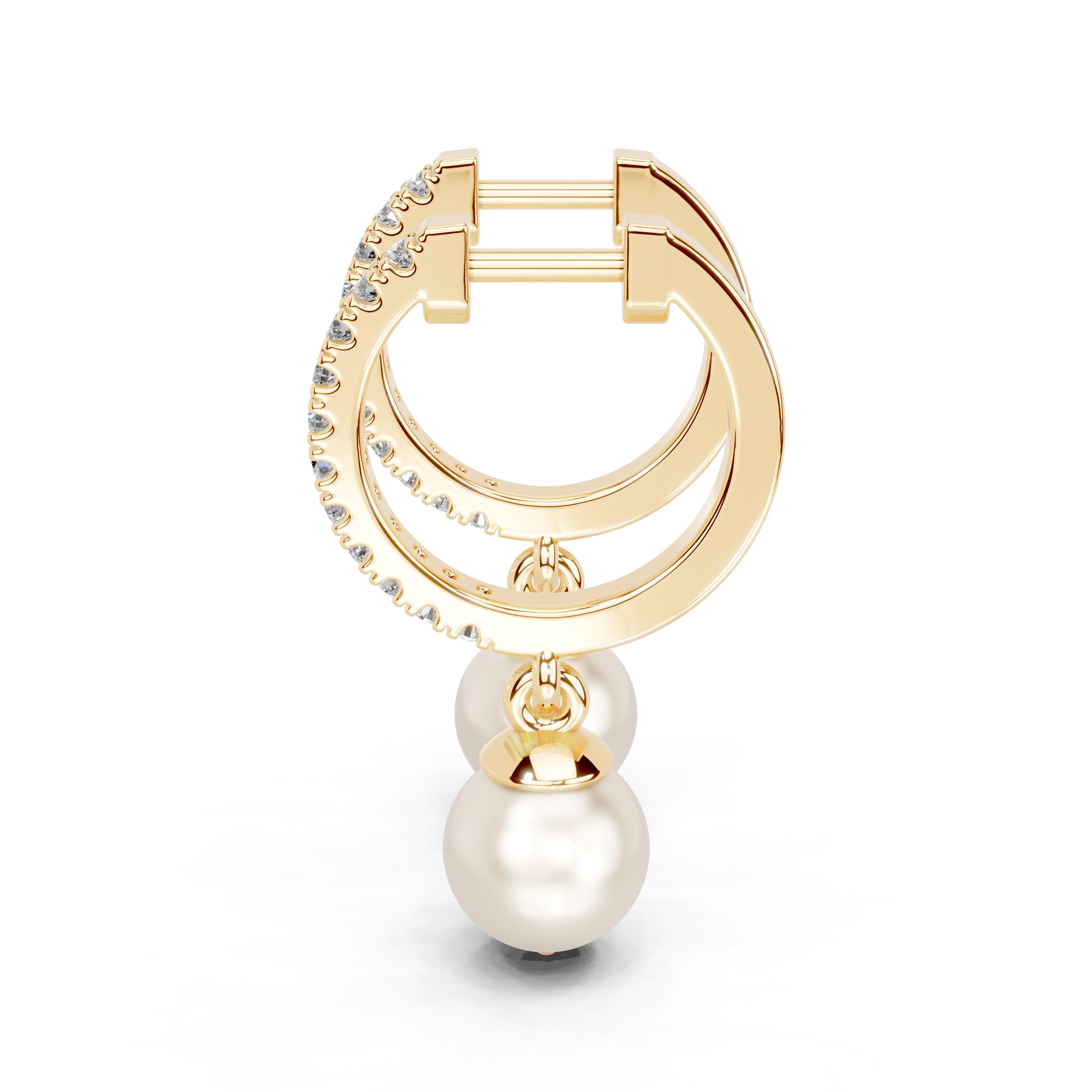 Fancy Hoop with pearl 0.17 cttw Lab Grown Diamond Earrings