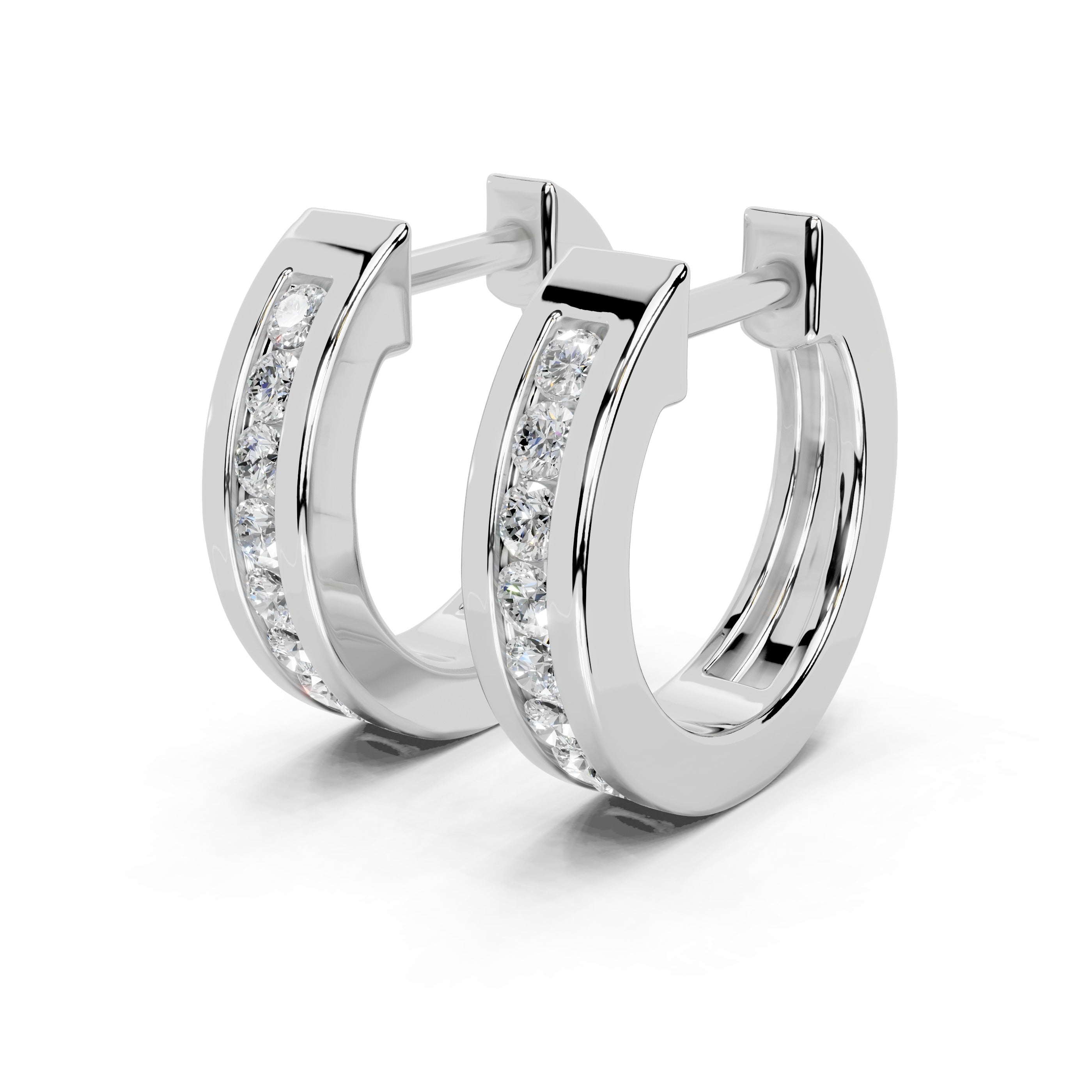 Hoop Round Cut 0.14 Cttw Lab Grown Diamond Earrings