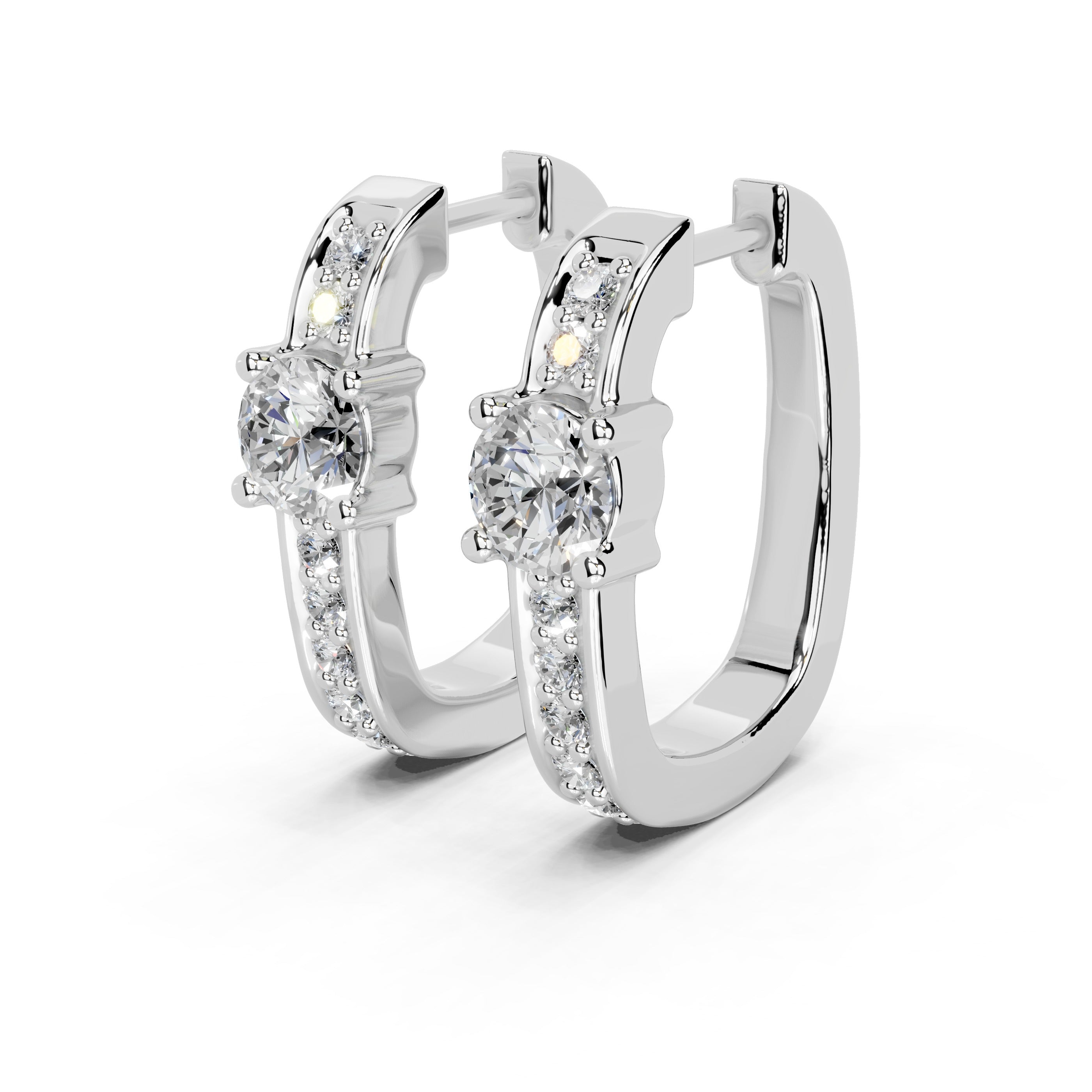 Fancy Hoop Round Cut 0.79 Cttw Lab Grown Diamond Earrings