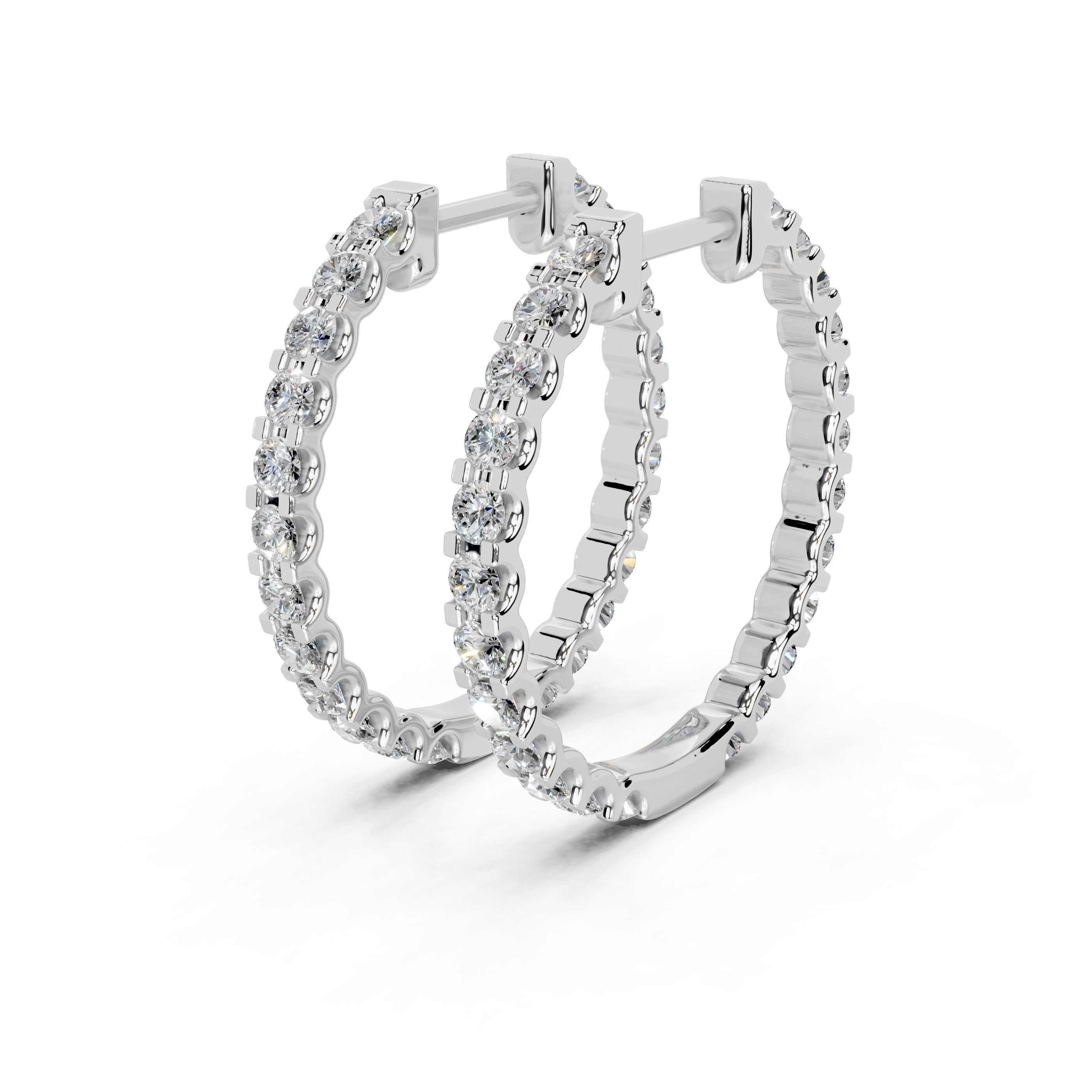 Fancy Hoop Round Cut 1.44 Cttw Lab Grown Diamond Earrings