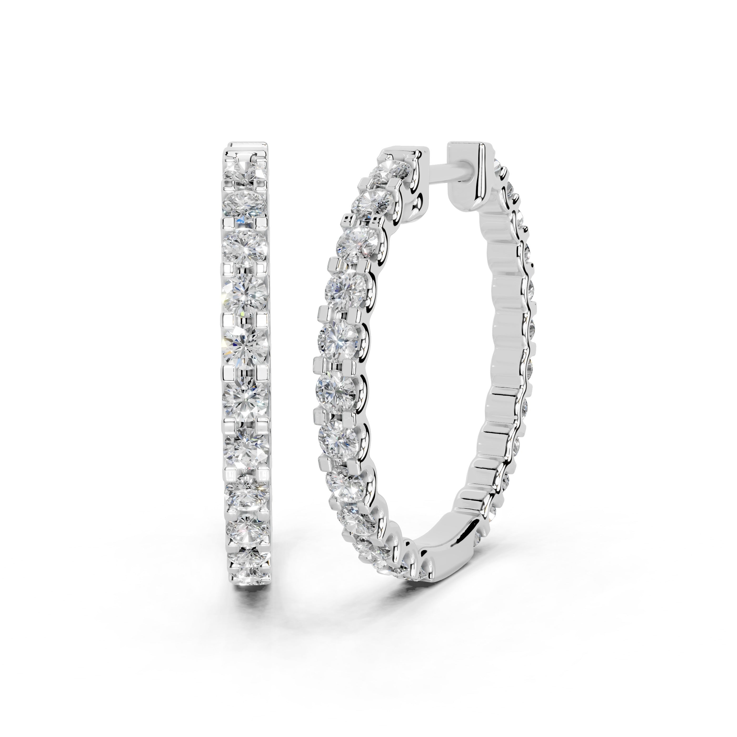 Fancy Hoop Round Cut 1.44 Cttw Lab Grown Diamond Earrings