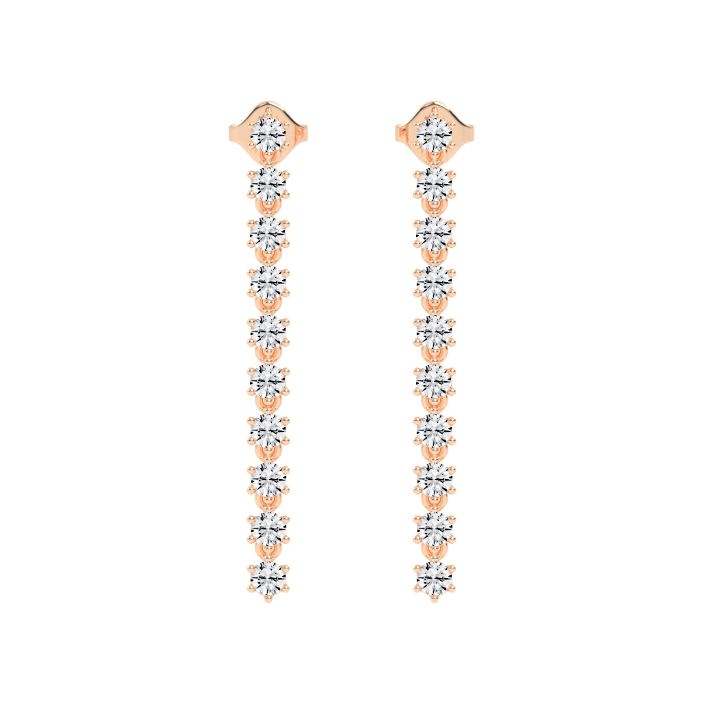 Long Drop Round Cut 2.02 Cttw Lab Grown Diamond Earrings