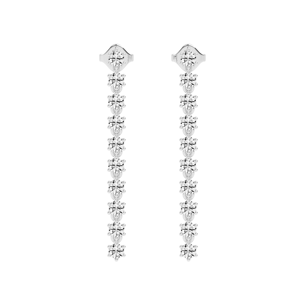 Long Drop Round Cut 2.02 Cttw Lab Grown Diamond Earrings