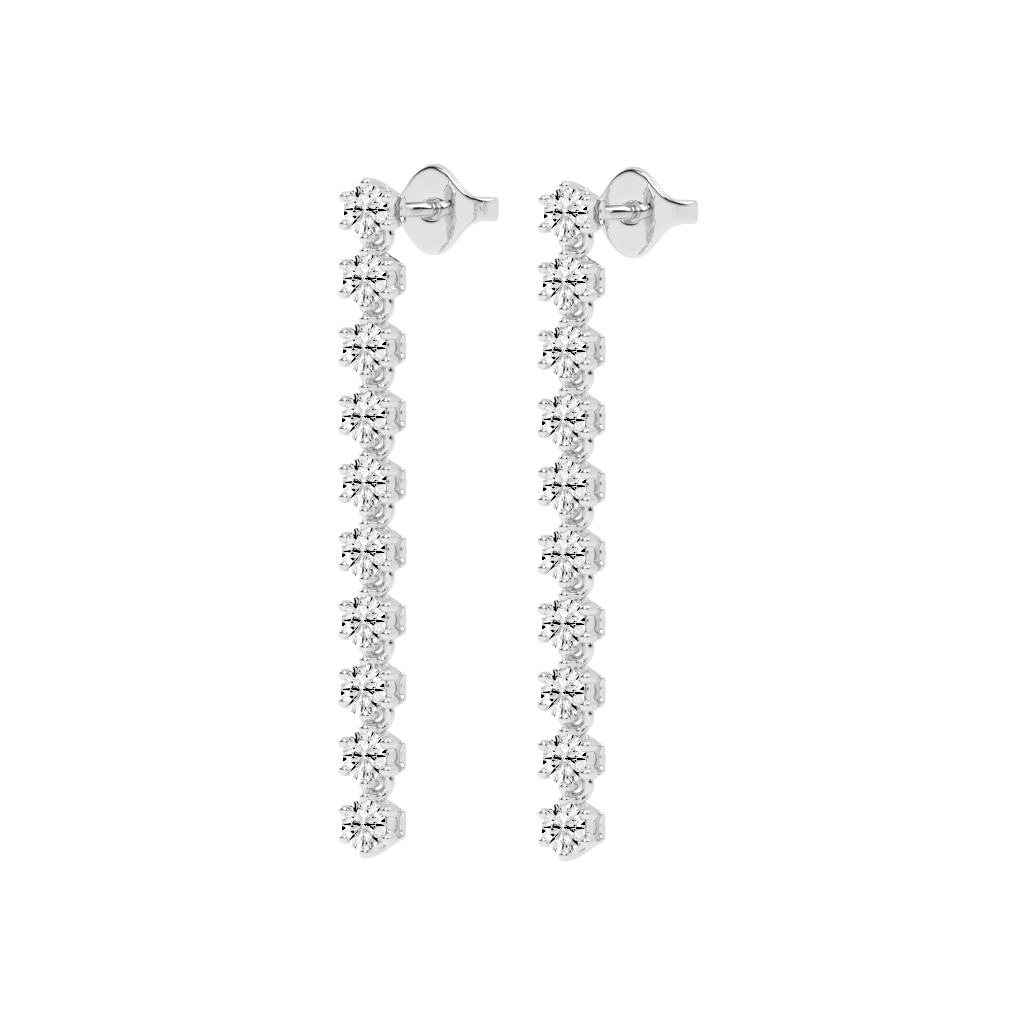 Long Drop Round Cut 2.02 Cttw Lab Grown Diamond Earrings