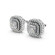 Double Halo Asscher and Round 2.1 Cttw Lab Grown Diamond Studs