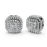 Double Halo Asscher and Round 2.1 Cttw Lab Grown Diamond Studs