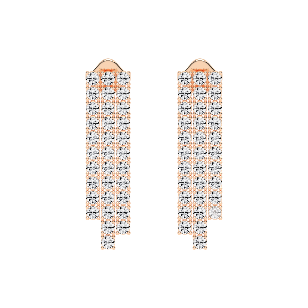 Dangle Drop round cut 2.31 Cttw Lab Grown Diamond Earrings