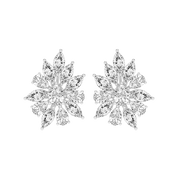 Flower Style Marquise and Pear cut 4.64 Cttw Lab Grown Diamond Earrings