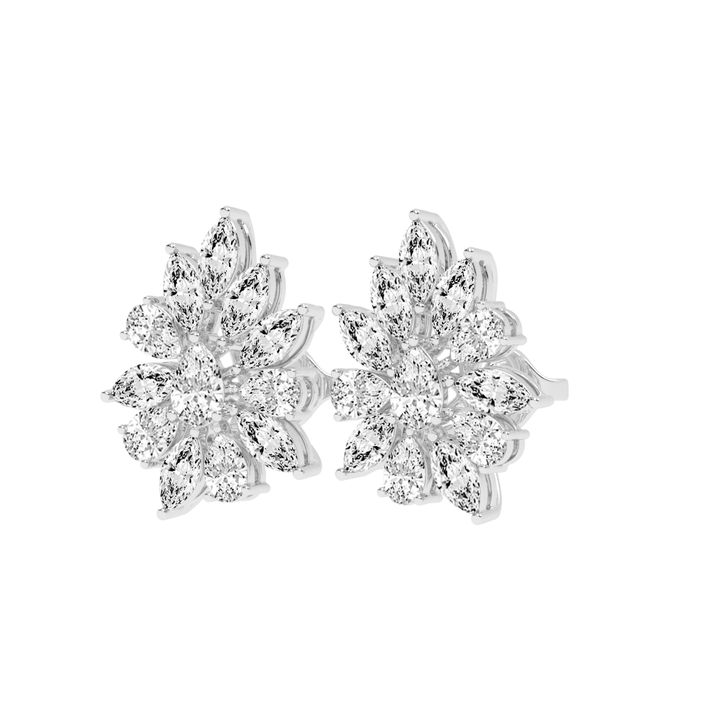 Flower Style Marquise and Pear cut 4.64 Cttw Lab Grown Diamond Earrings