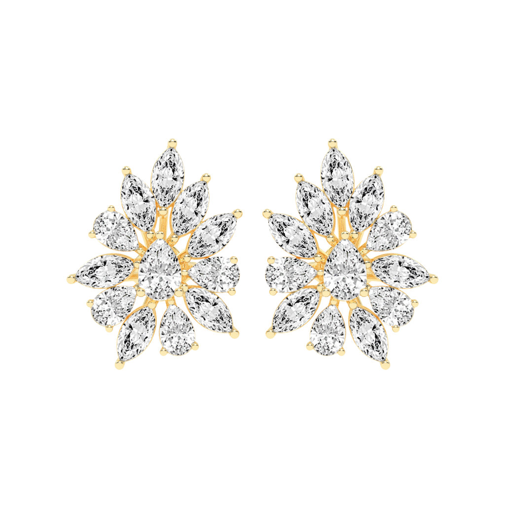 Flower Style Marquise and Pear cut 4.64 Cttw Lab Grown Diamond Earrings