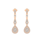 Art Deco Teardrop Baguette and Round 1.36 Cttw Lab Grown Diamond Earrings