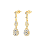 Art Deco Teardrop Baguette and Round 1.36 Cttw Lab Grown Diamond Earrings