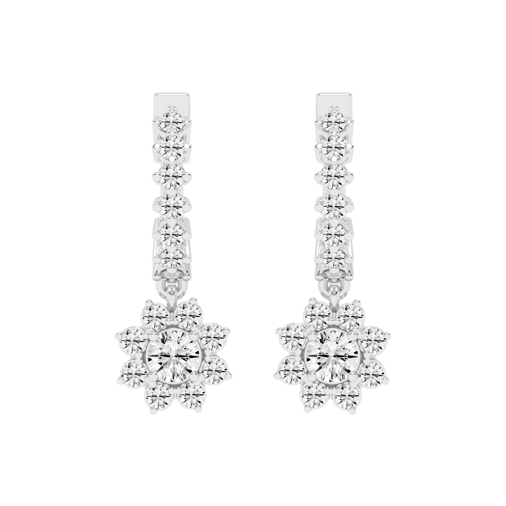 Fancy Hoop round cut 1.32 Cttw Lab Grown Diamond Earrings