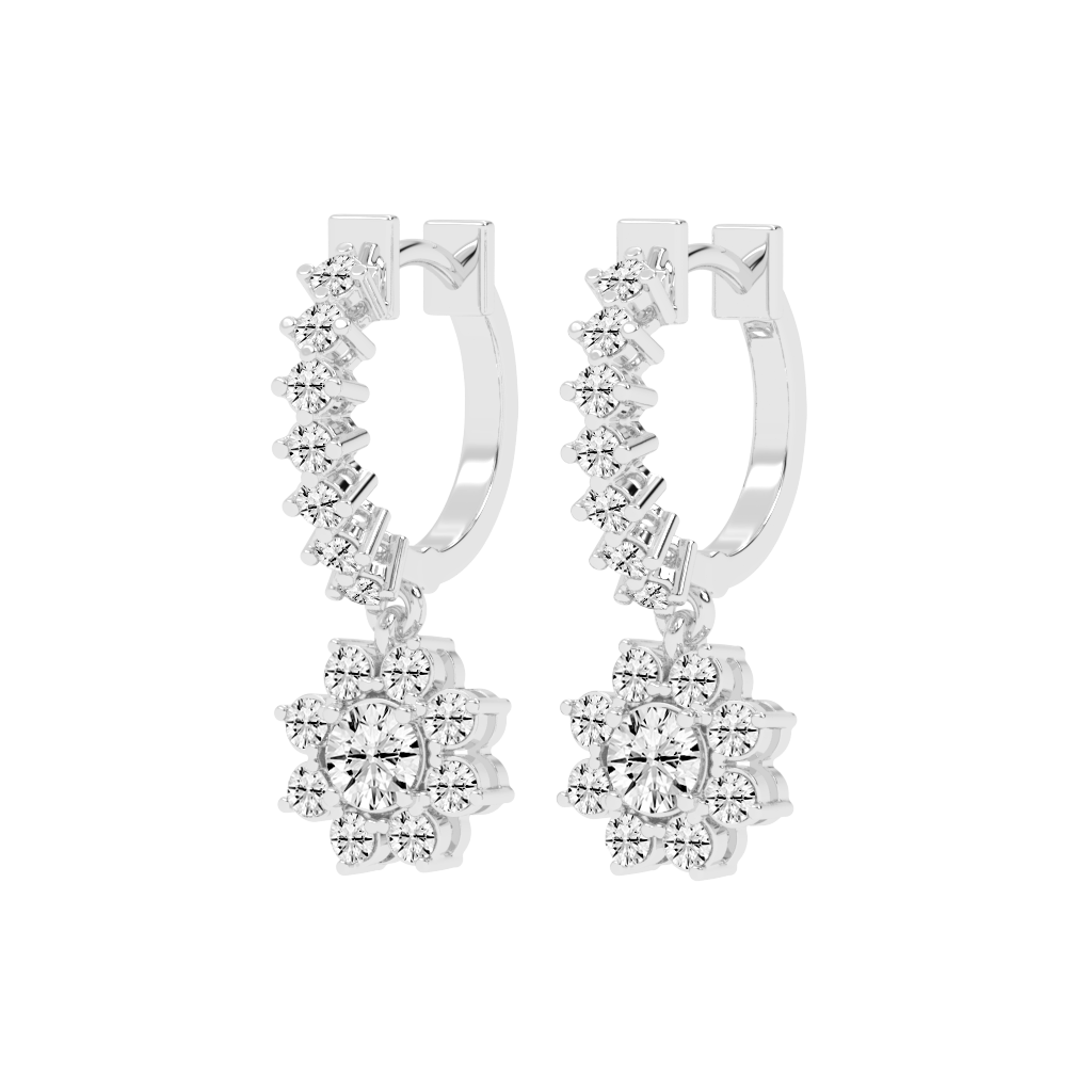 Fancy Hoop round cut 1.32 Cttw Lab Grown Diamond Earrings