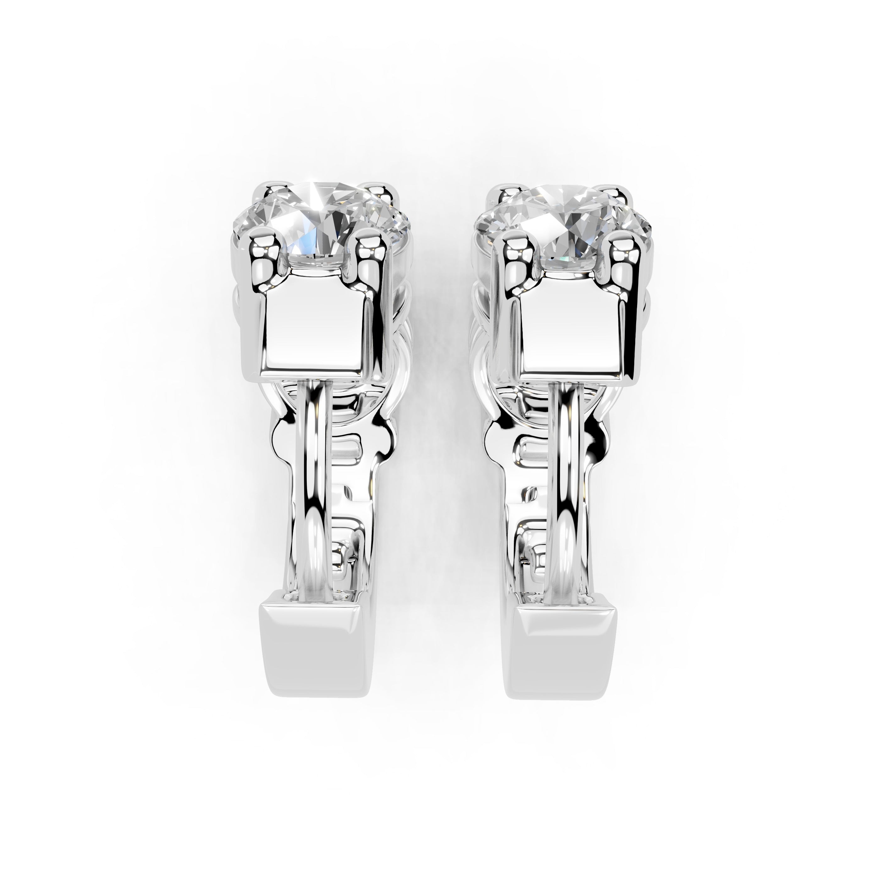 Pendientes elegantes Huggies con diamantes cultivados en laboratorio de 3 quilates y corte redondo