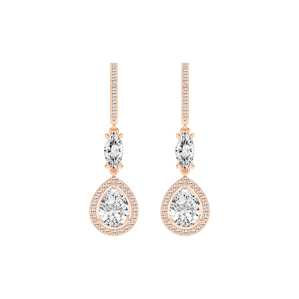 Fancy Teardrop Marquise and Pear cut 4.49 Cttw Lab Grown Diamond Earrings