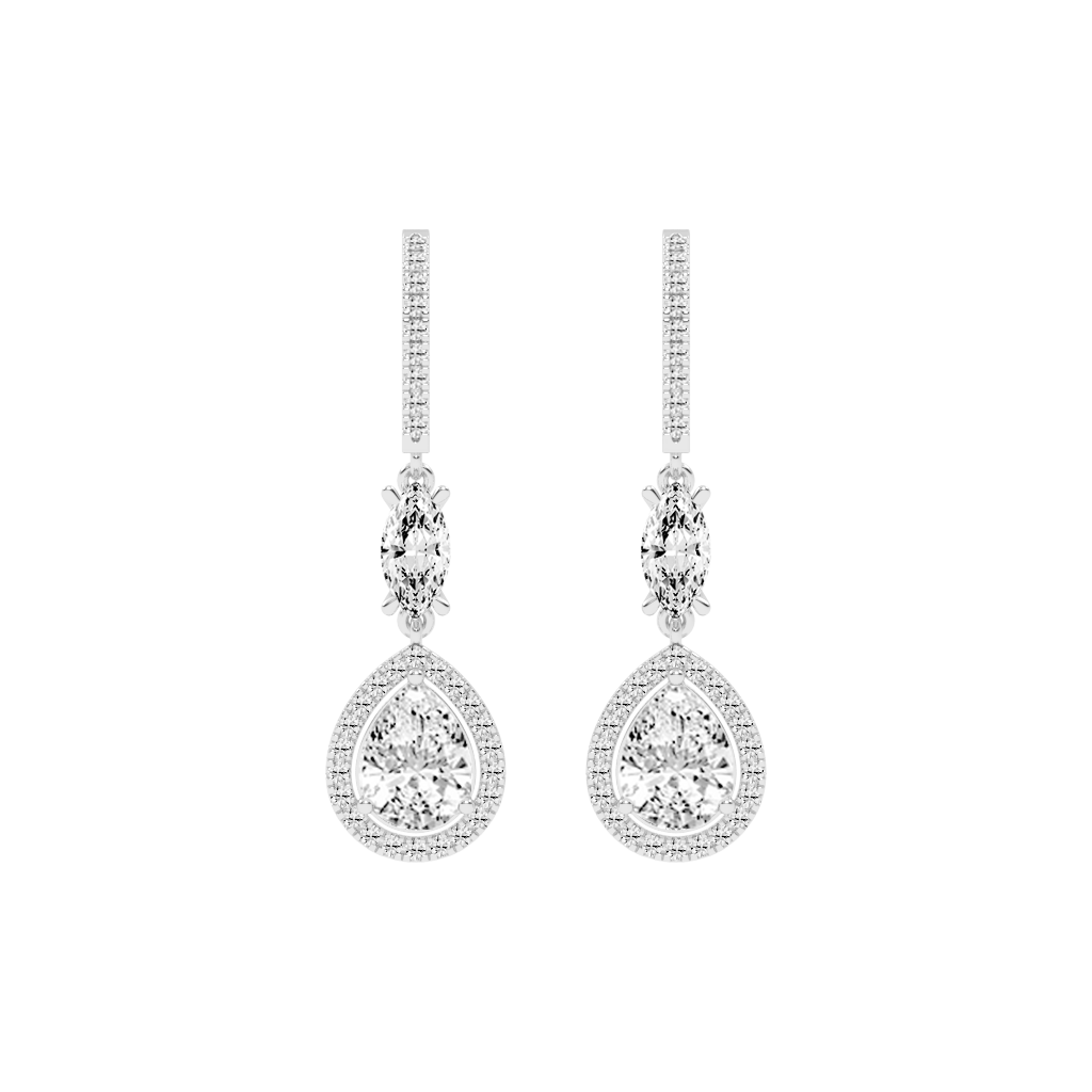 Fancy Teardrop Marquise and Pear cut 4.49 Cttw Lab Grown Diamond Earrings