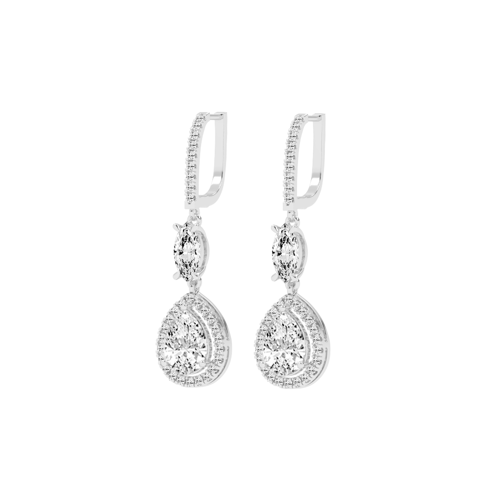 Fancy Teardrop Marquise and Pear cut 4.49 Cttw Lab Grown Diamond Earrings