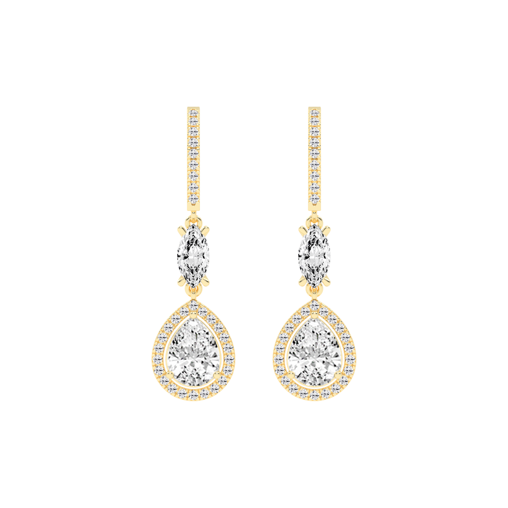 Fancy Teardrop Marquise and Pear cut 4.49 Cttw Lab Grown Diamond Earrings