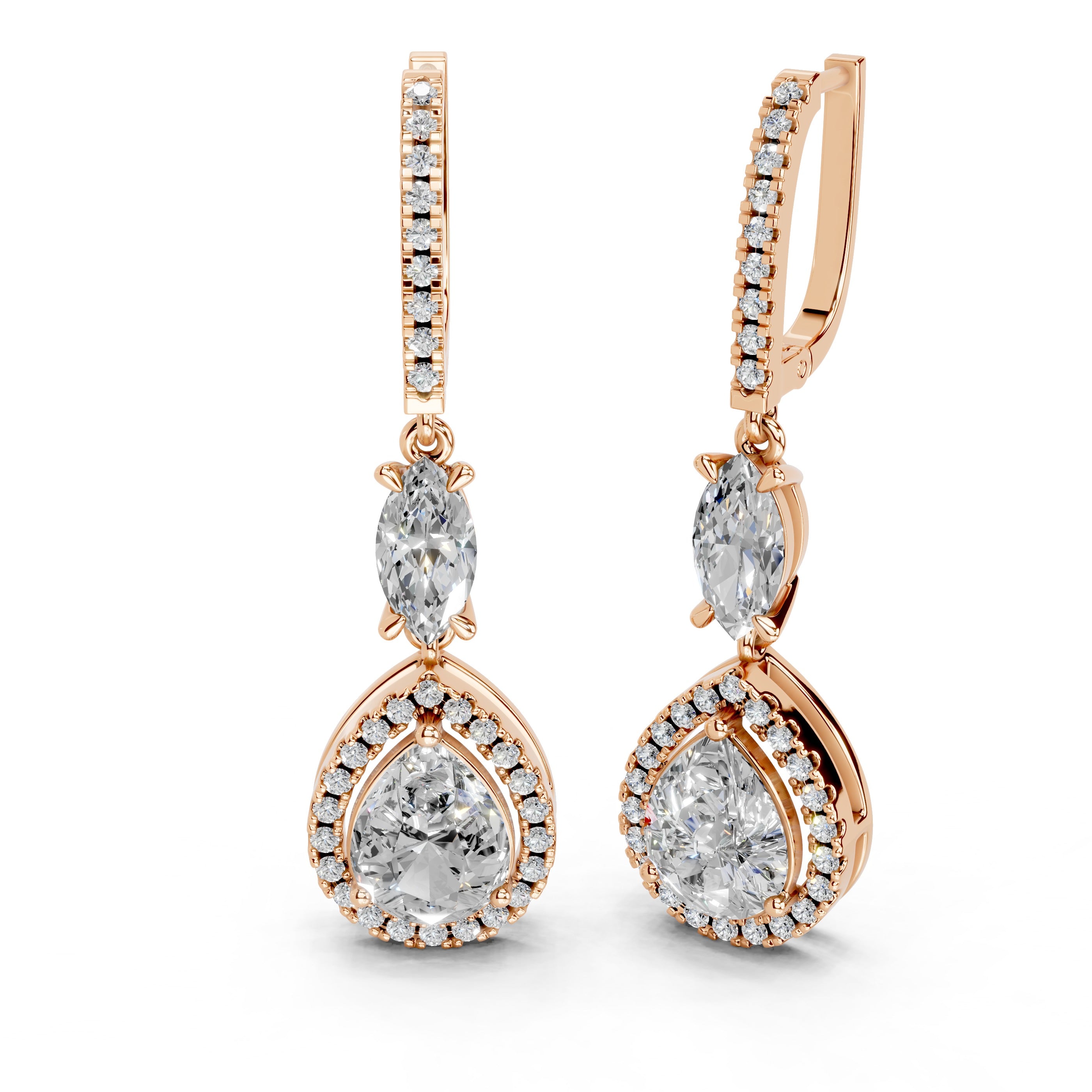 Fancy Teardrop Marquise and Pear cut 4.49 Cttw Lab Grown Diamond Earrings