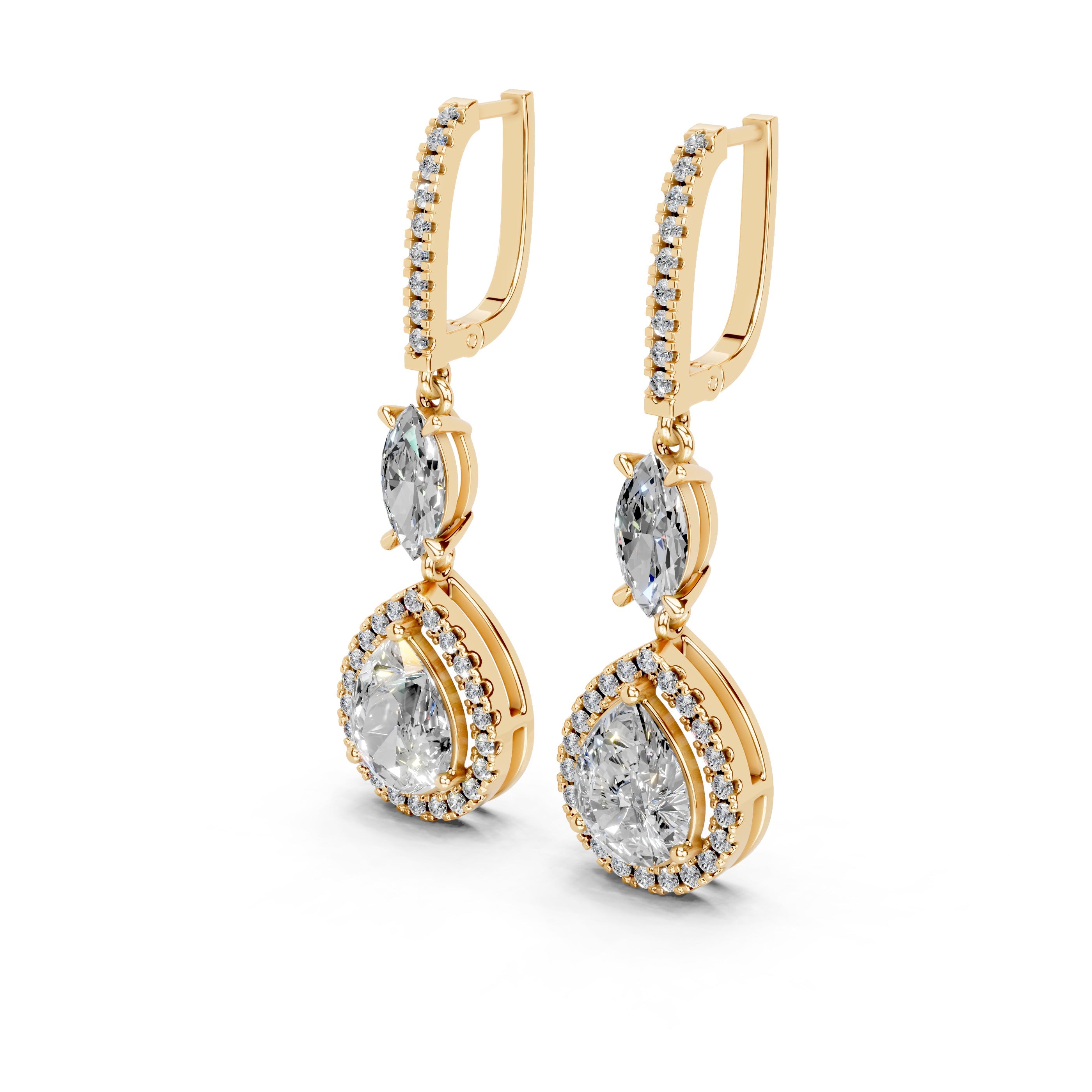 Fancy Teardrop Marquise and Pear cut 4.49 Cttw Lab Grown Diamond Earrings