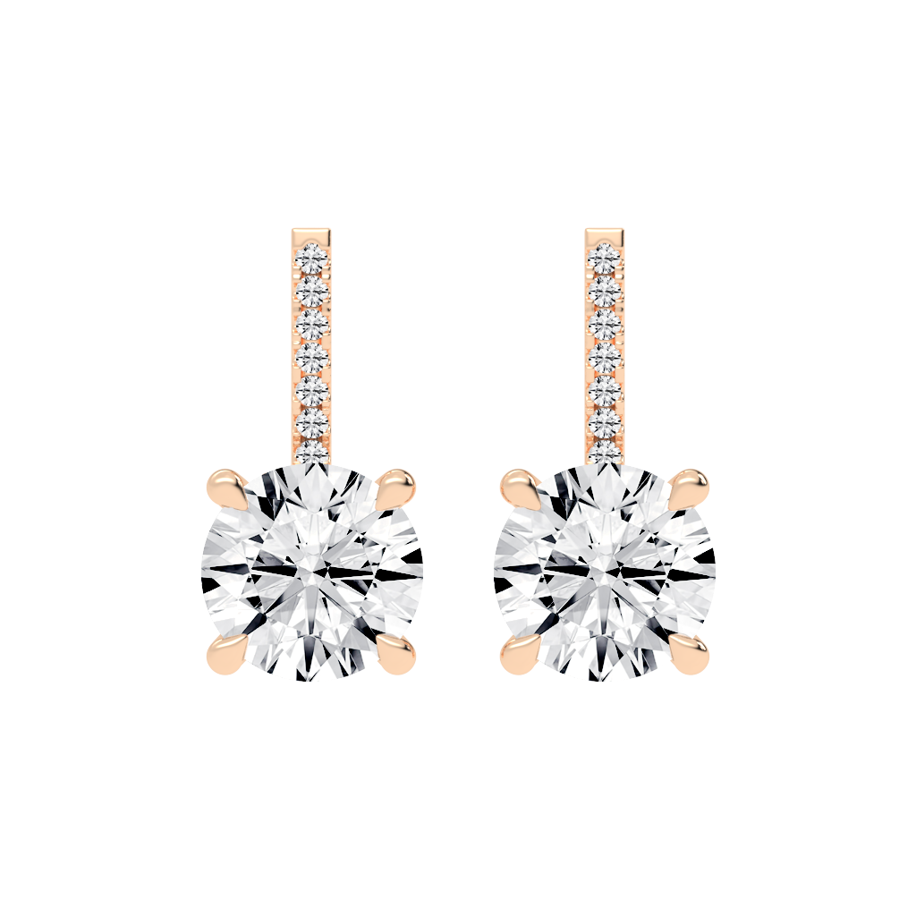 Fancy Hoop with Solitaire Round Cut 6.11 Cttw Lab Grown Diamond Earrings