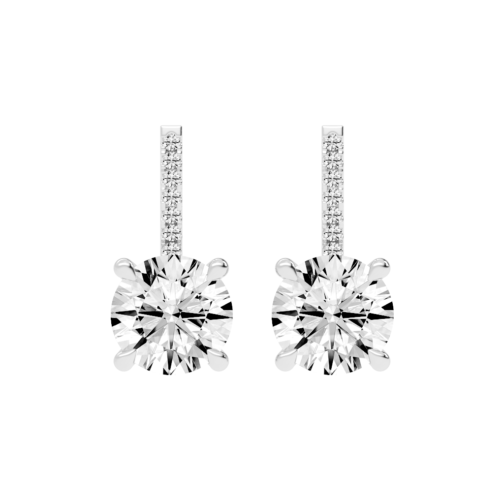 Fancy Hoop with Solitaire Round Cut 6.11 Cttw Lab Grown Diamond Earrings