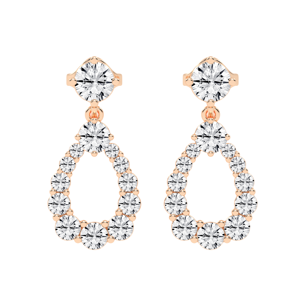 Solitaire Teardrop Round Cut 3.26 Cttw Lab Grown Diamond Earrings