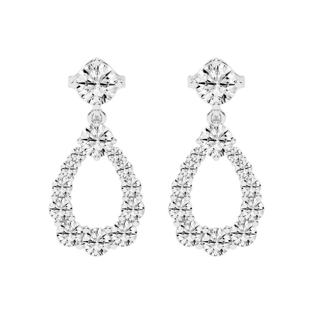 Solitaire Teardrop Round Cut 3.26 Cttw Lab Grown Diamond Earrings