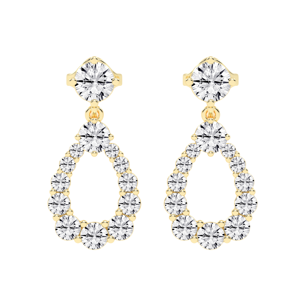 Solitaire Teardrop Round Cut 3.26 Cttw Lab Grown Diamond Earrings