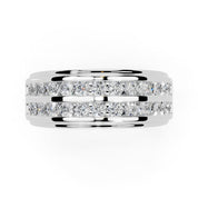 Double Row Round Cut  Lab Grown Diamond Men's Anniversary Band