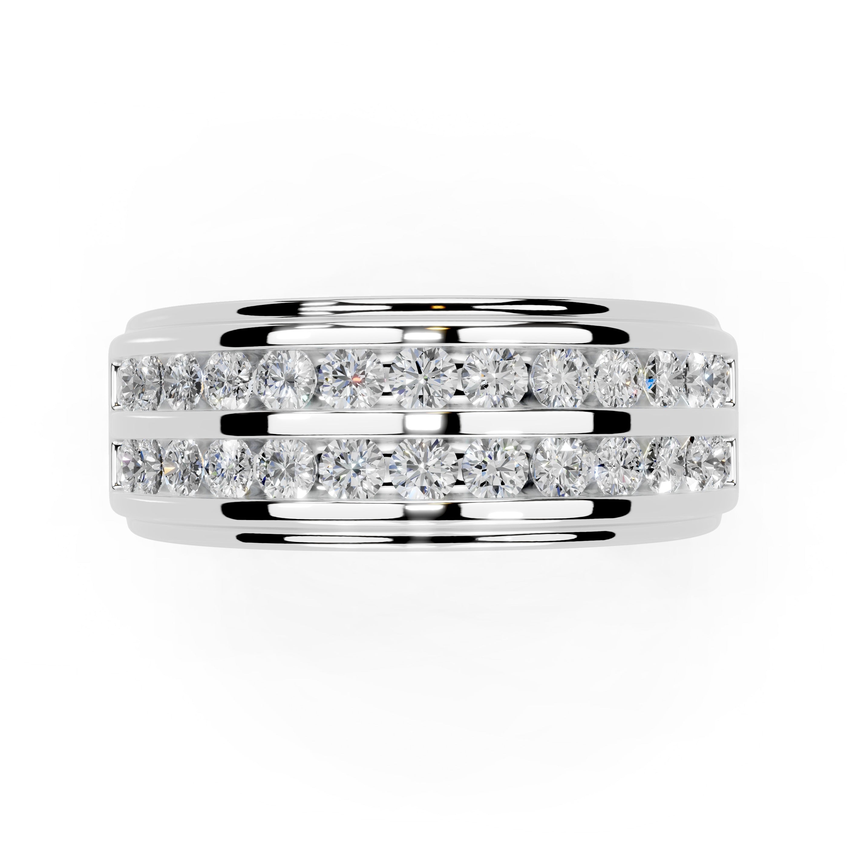 Double Row Round Cut  Lab Grown Diamond Men's Anniversary Band