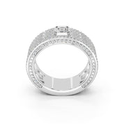 Asscher and Pave Round Lab Grown Diamond Men's Wedding Band