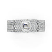 Asscher and Pave Round Lab Grown Diamond Men's Wedding Band