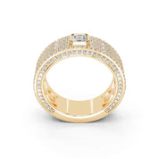 Asscher and Pave Round Lab Grown Diamond Men's Wedding Band