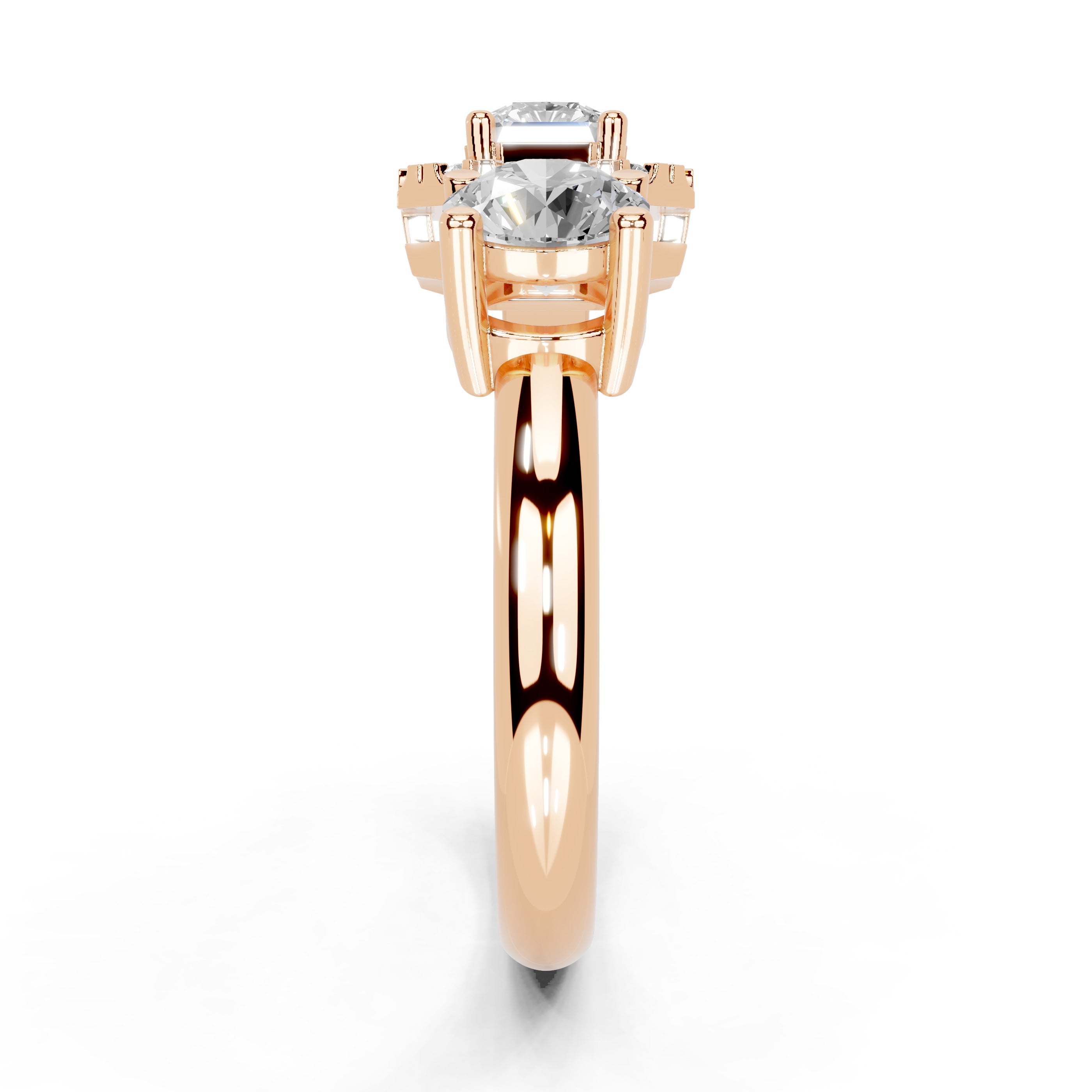 Asscher Cut Two Stone Lab Grown Diamond Engagement Ring