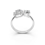 Asscher Cut Two Stone Lab Grown Diamond Engagement Ring