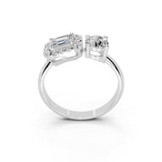 Emerald Cut Two Stone Lab Grown Diamond Engagement Ring