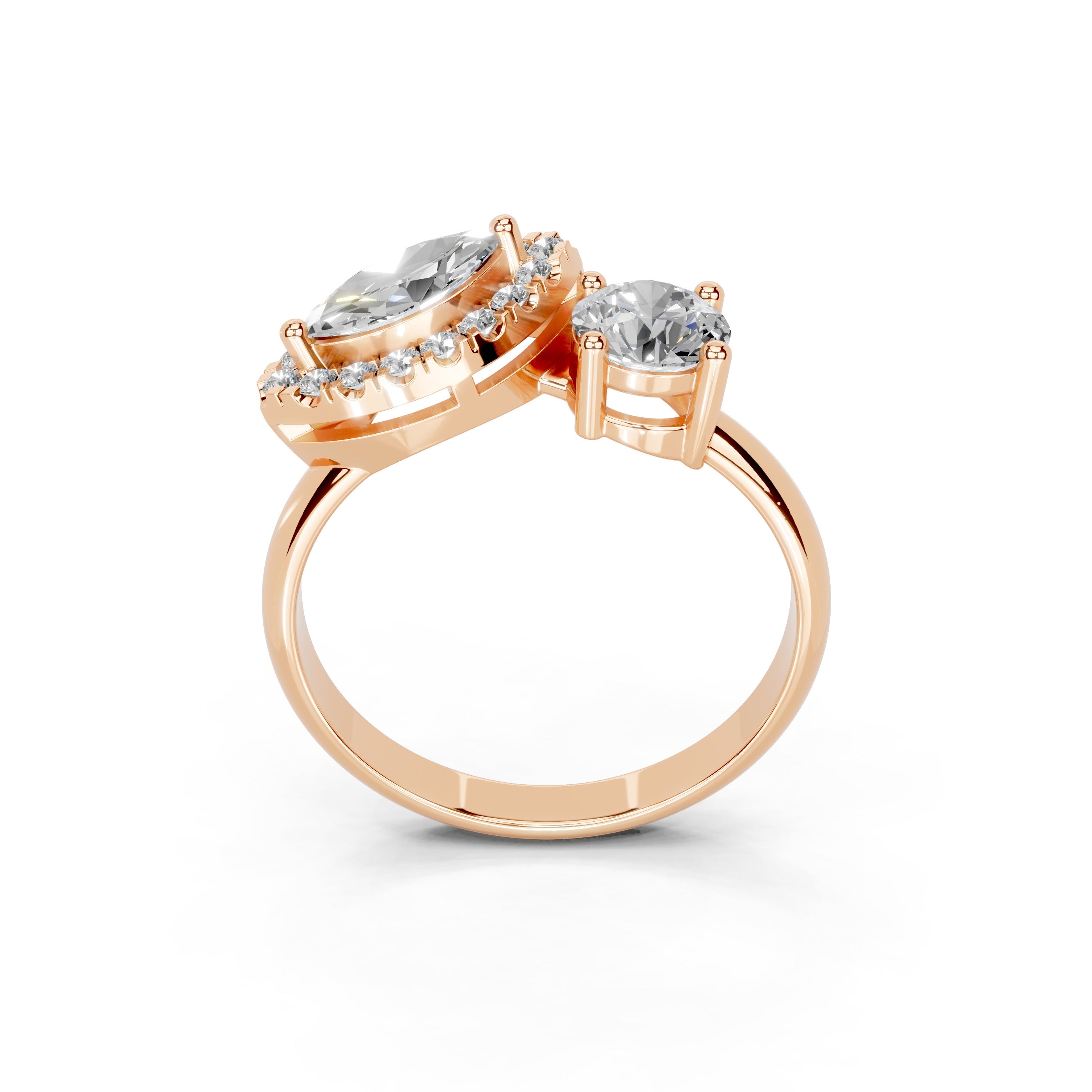 Marquise Cut Two Stone Lab Grown Diamond Engagement Ring