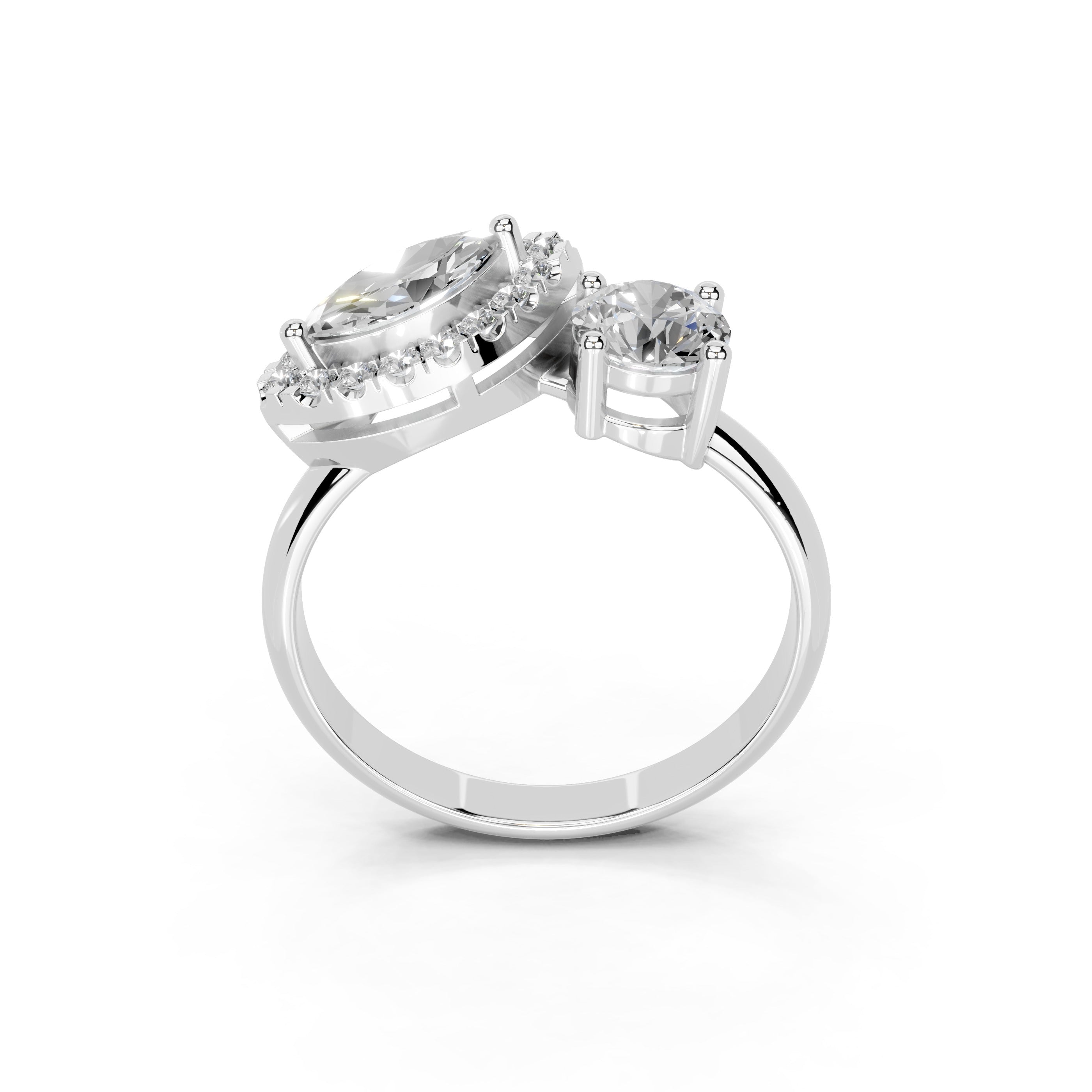 Marquise Cut Two Stone Lab Grown Diamond Engagement Ring