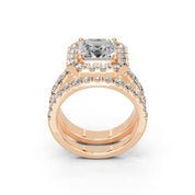 Asscher Cut Double Row Lab Grown Diamond Engagment Ring