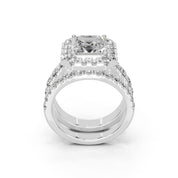 Asscher Cut Double Row Lab Grown Diamond Engagment Ring