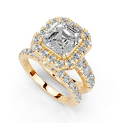 Asscher Cut Double Row Lab Grown Diamond Engagment Ring